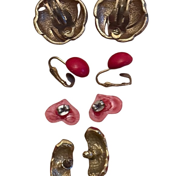 Vintage Red Jewelry Earrings & Necklace Bundle 9 Piece Jewelry Lot - Picture 9 of 12